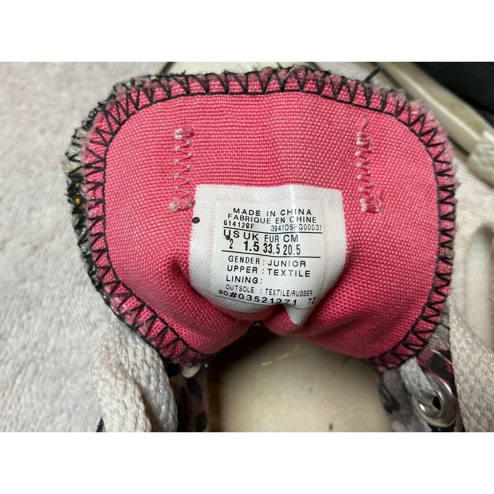 Converse All Star Low Top Black Canvas Sneakers Youth Size 2 Pink Heel Accent - Picture 5 of 5